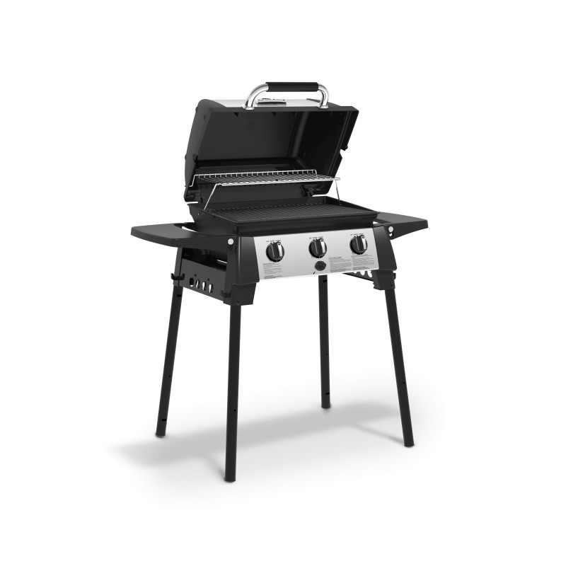 barbacoa con mesas laterales plegables