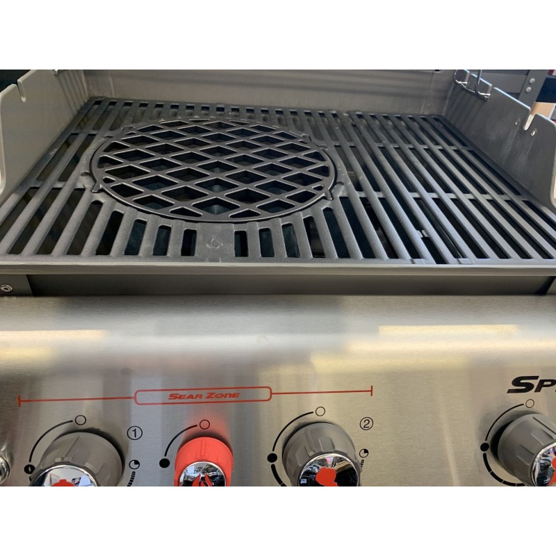 parrilla de hierro fundido con accesorio para marcar la carne incluído