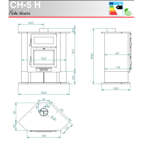 dimensiones de estufa ch-5 h