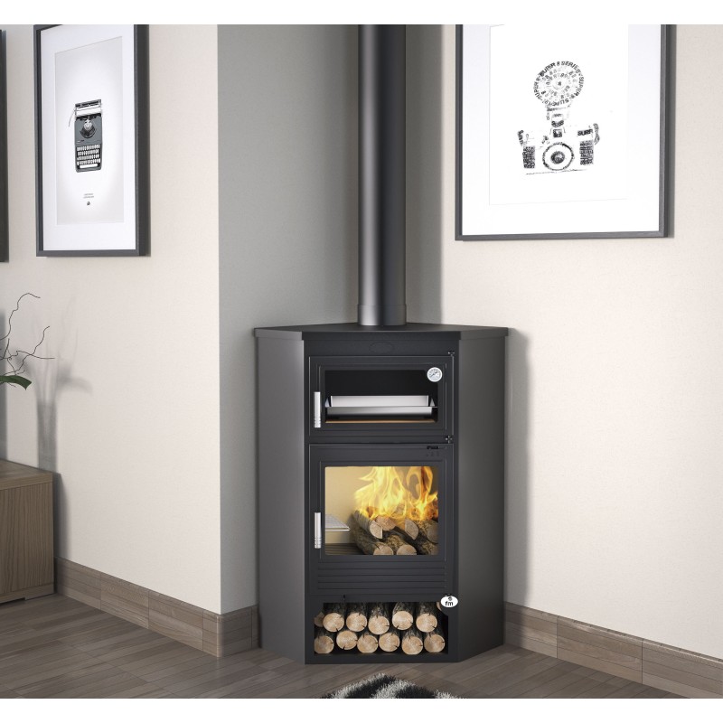 Estufa de leña con horno de rincón M-105 H