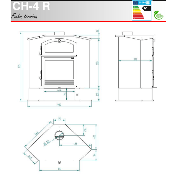 medidas de estufa ch-4 r