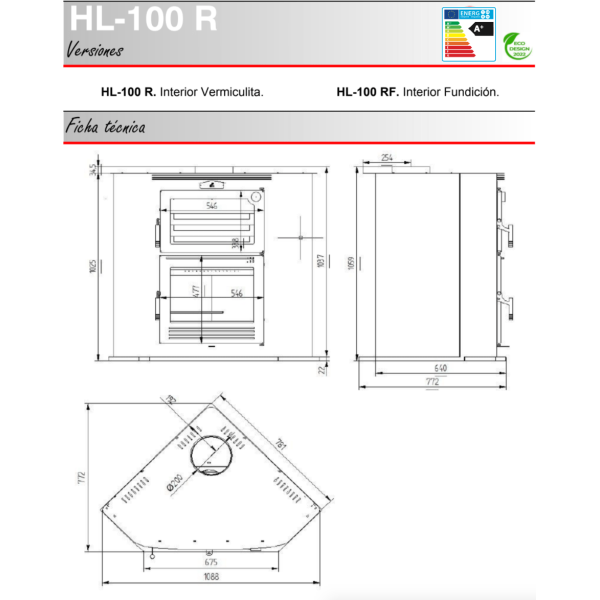 medidas de horno de leña para rincón hl-100 r
