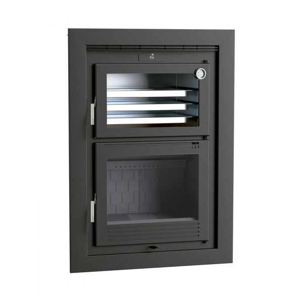 horno de leña con interior de fundición