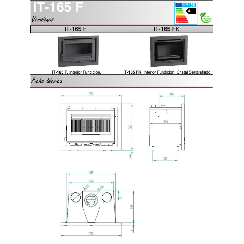 medidas de horno de leña con turbina