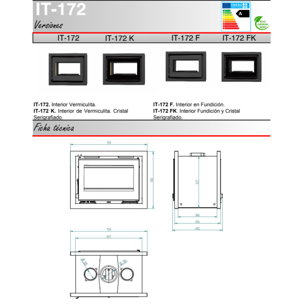 Insertable de leña doble cara IT-172