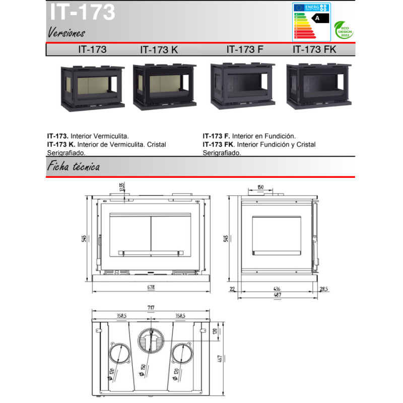 Insertable de leña IT-173