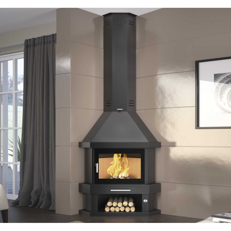 chimenea de leña rinconera