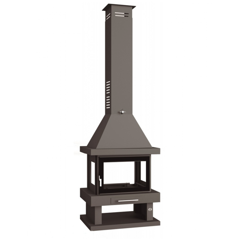 medidas de chimenea con cristal serigrafiado