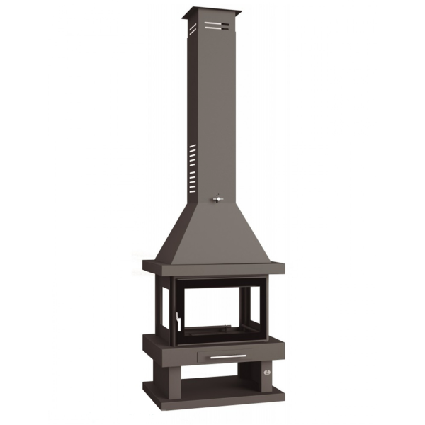 medidas de chimenea con cristal serigrafiado