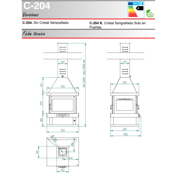 medidas de chimenea de leña