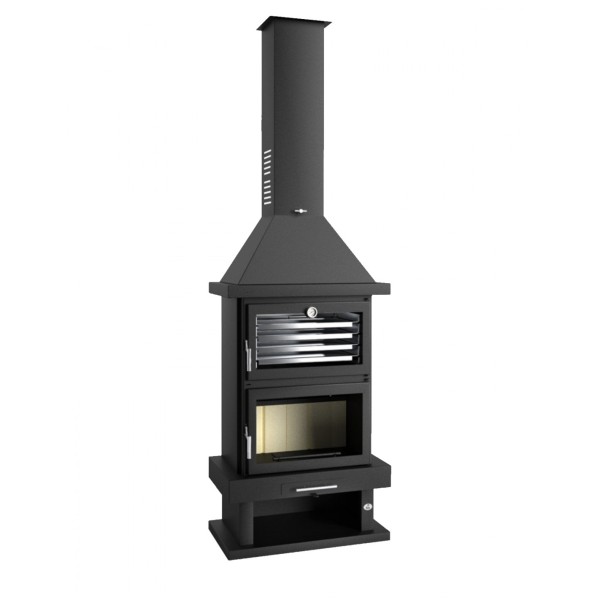 chimenea de leña con interior en vermiculita