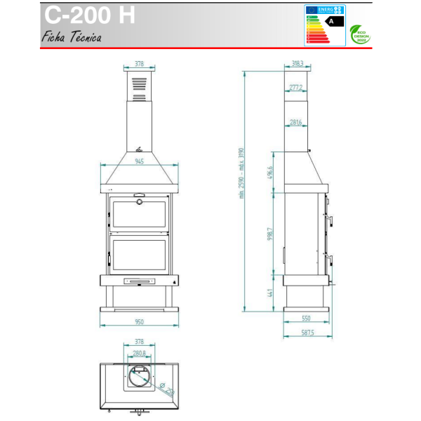 medidas de chimenea con horno