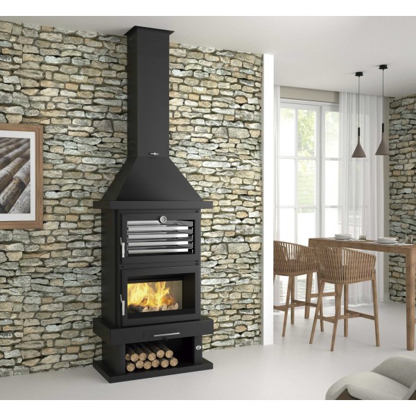 Chimenea de leña con horno
