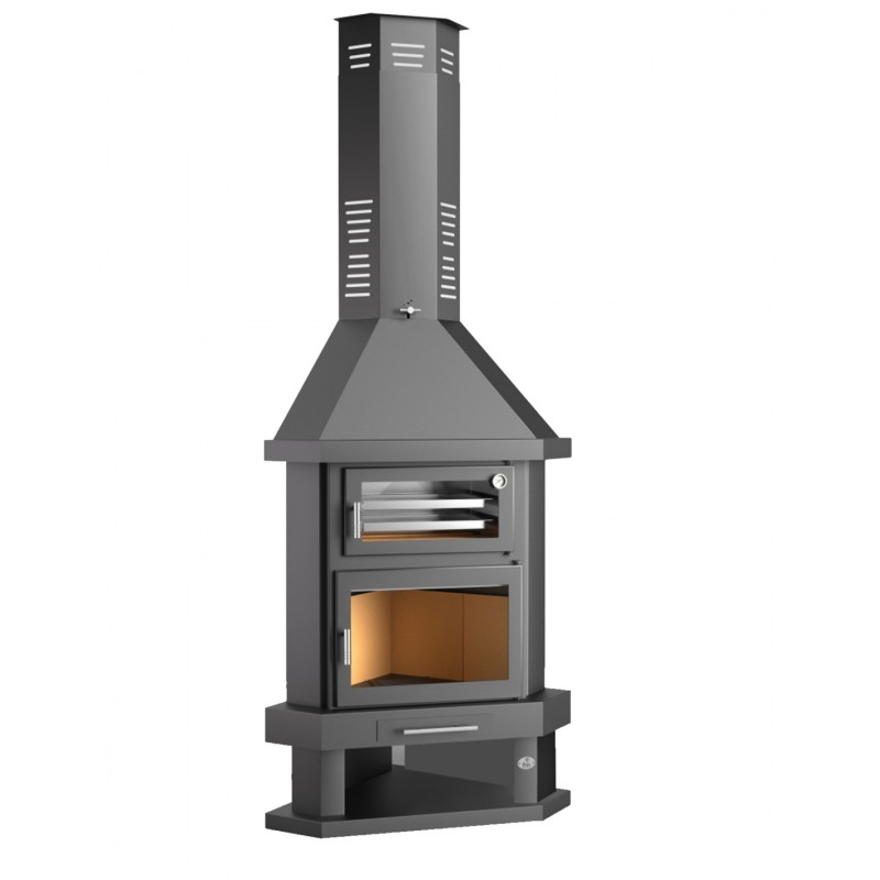 chimenea esquinera con horno