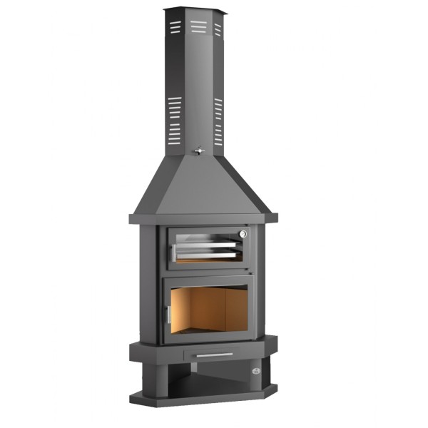chimenea esquinera con horno