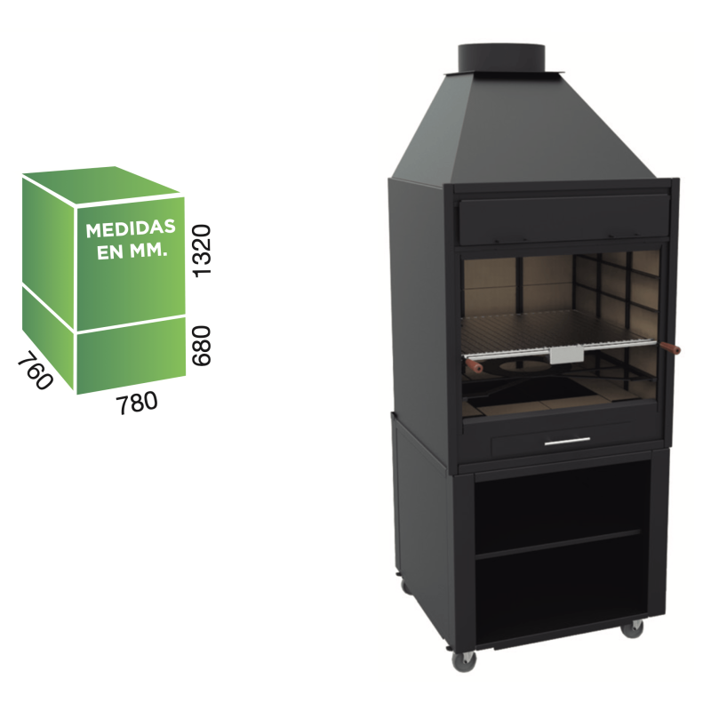 Barbacoa Argentina 70 cm con mueble