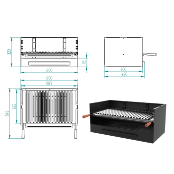 Barbacoa de Carbón y Leña 60 cm BV‐60 2