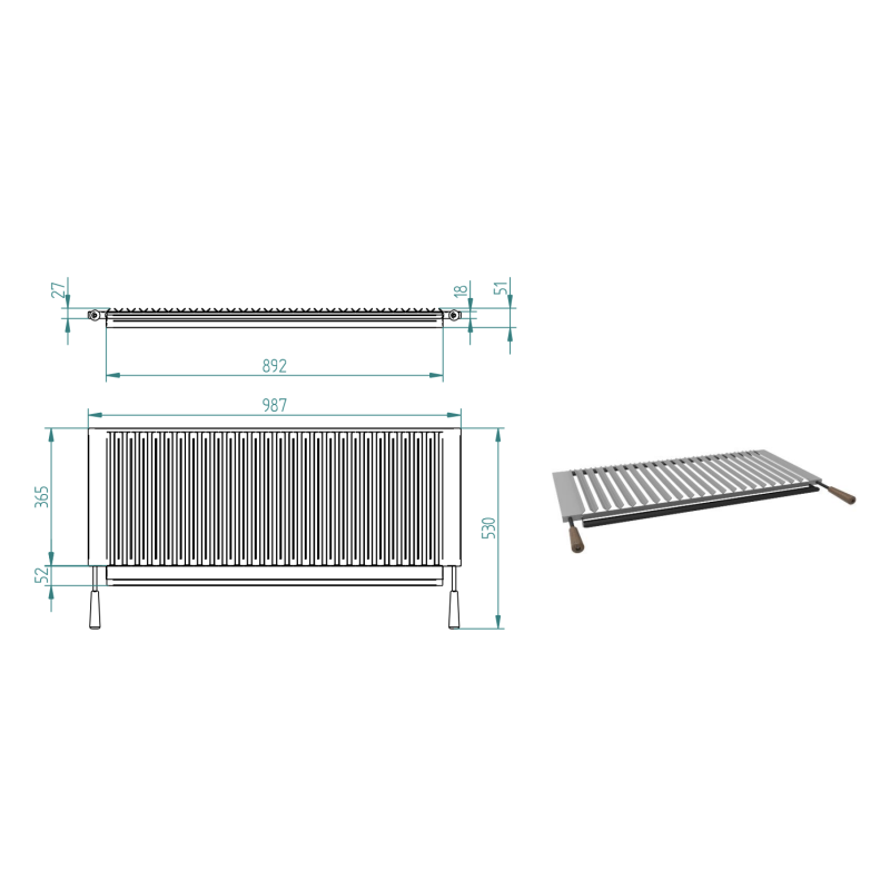 Barbacoa de Carbón y Leña 100 cm BV-100