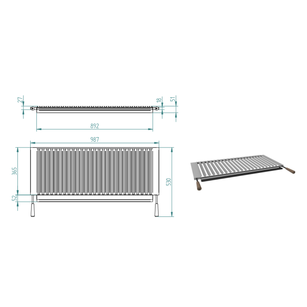 Barbacoa de Carbón y Leña 100 cm BV-100