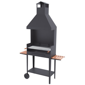Barbacoa de carbón y leña con Chimenea y Carro 2