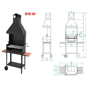 Barbacoa de Carbón y Leña con Elevador y Carro 2