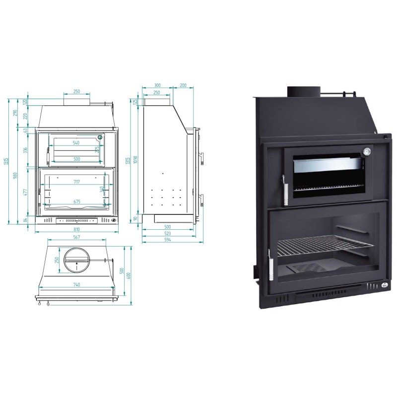 Barbacoa con Horno Inox y Puerta de Fundición BH-180 HP