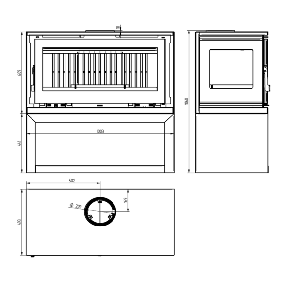 Estufa de leña con Turbina M-103 LK