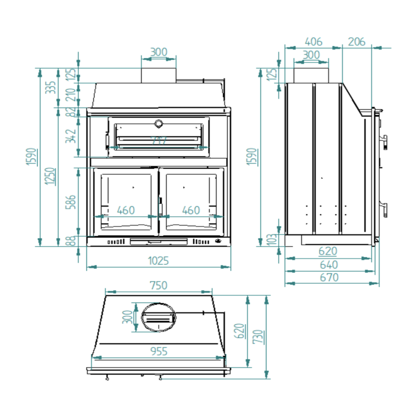 Barbacoa con Horno Inox y Puerta de Acero BH-100 HP