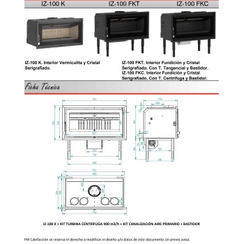 Insertable de leña Panorámico IZ-100 FKT 2