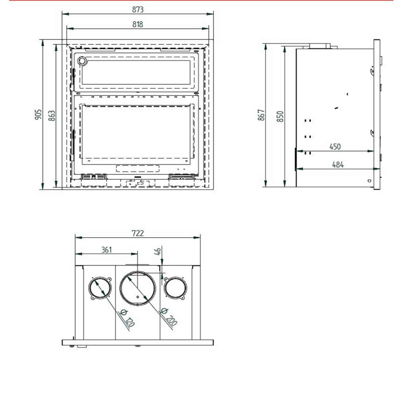 Insertable de leña con Horno I-180 H