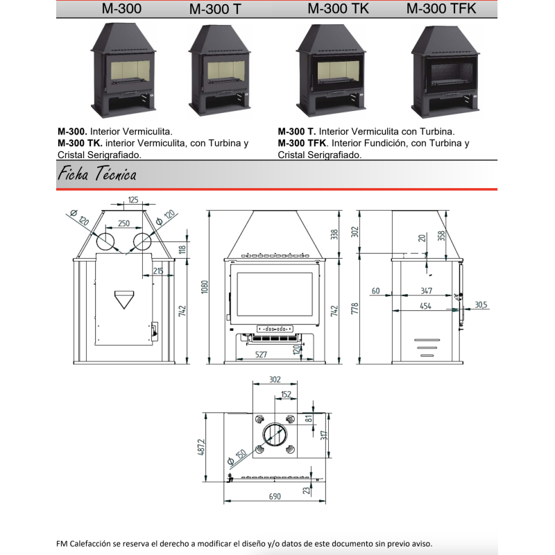 Estufa de leña con turbina M-300 TFK