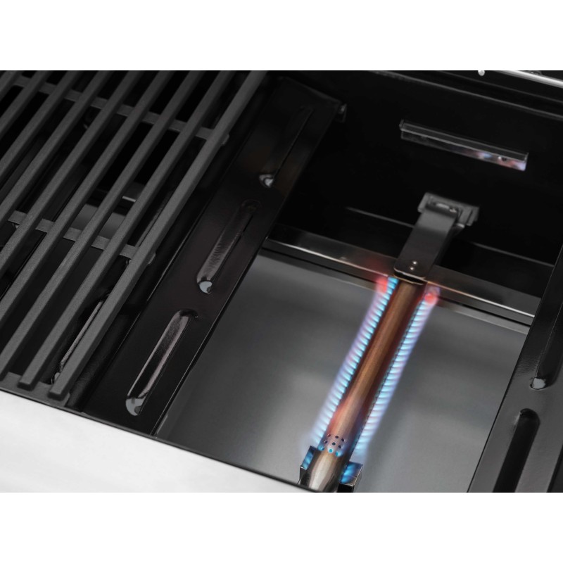 Cocina Exterior Acero Inoxidable y Piedra Alicante Maxim quemador encendido