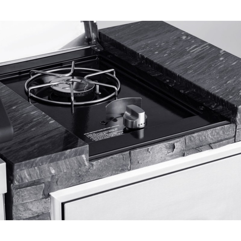 Cocina Exterior Acero Inoxidable y Piedra Alicante Maxim quemador lateral