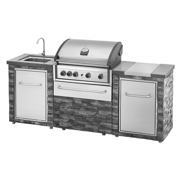 Cocina Exterior Acero Inoxidable y Piedra Alicante Pro Inox. lado