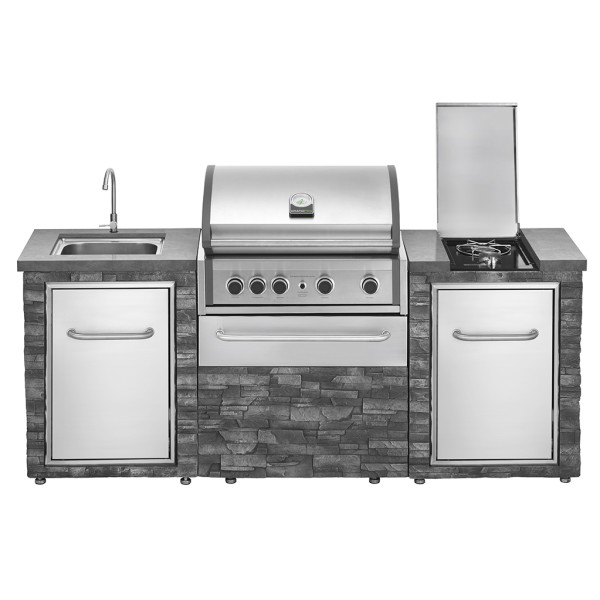 Cocina Exterior Acero Inoxidable y Piedra Alicante Pro Inox. frente abierto