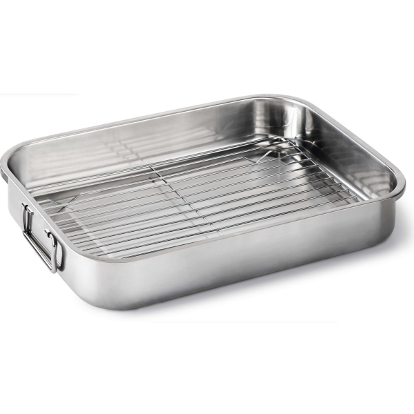 Bandeja de Acero Inoxidable con Rejilla Reversible