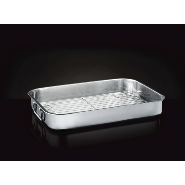 Bandeja de Acero Inoxidable con Rejilla Reversible