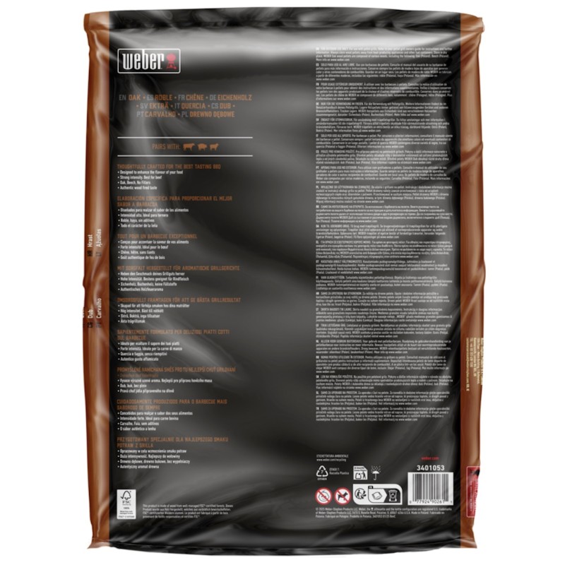Bolsa de 8 kg. Pellet Roble Weber para Barbacoas