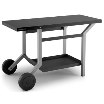 Mesa Rodante Acero Negro y Gris