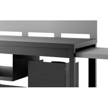 Mesa Rodante Acero Abierta Negro y Gris 2