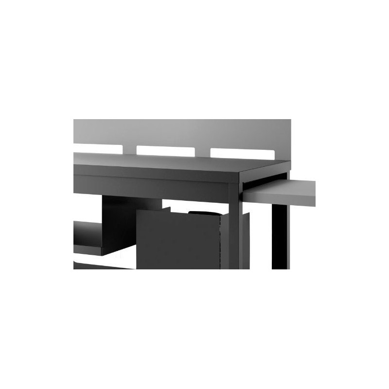 Mesa Rodante Acero Abierta Negro y Gris