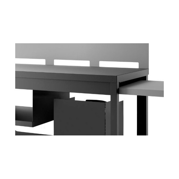 Mesa Rodante Acero Abierta Negro y Gris
