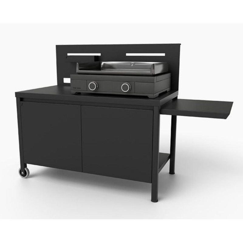 Mesa de Acero Negro con Ruedas Forge Adour