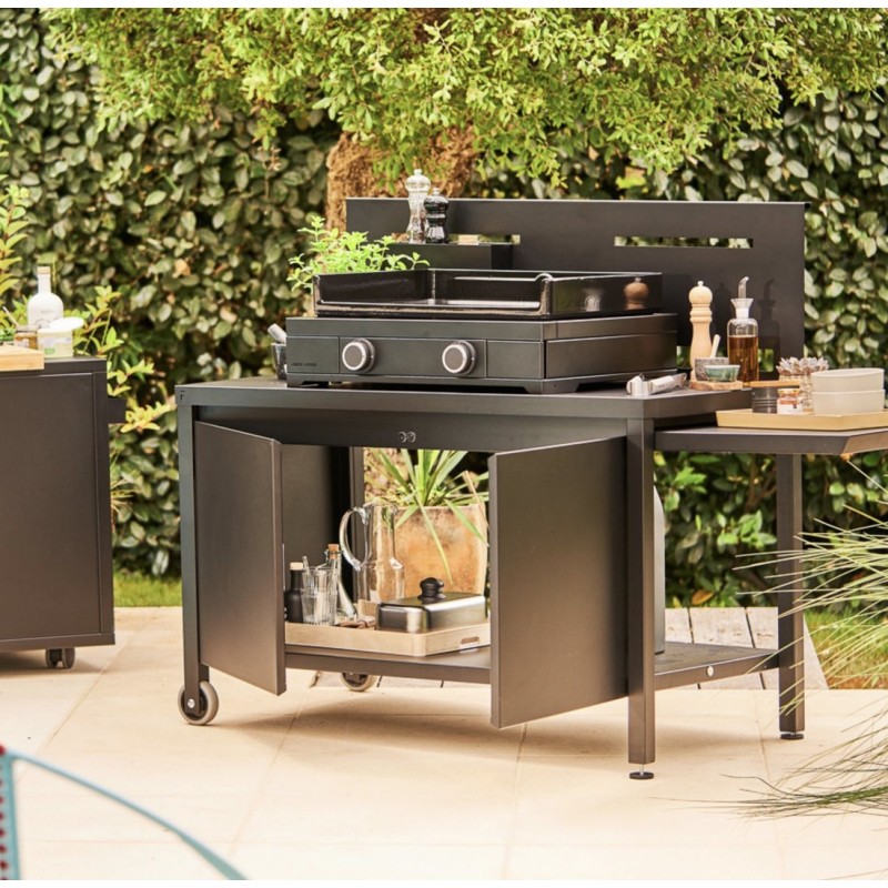 Mesa de Acero Negro con Ruedas Forge Adour