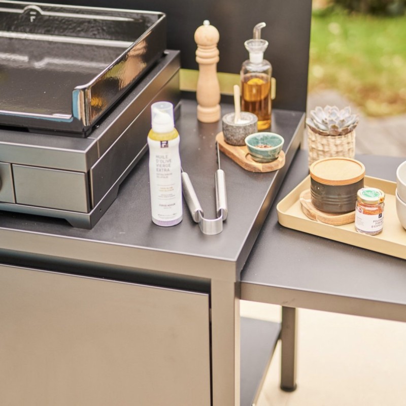 Mesa de Acero Negro con Ruedas Forge Adour