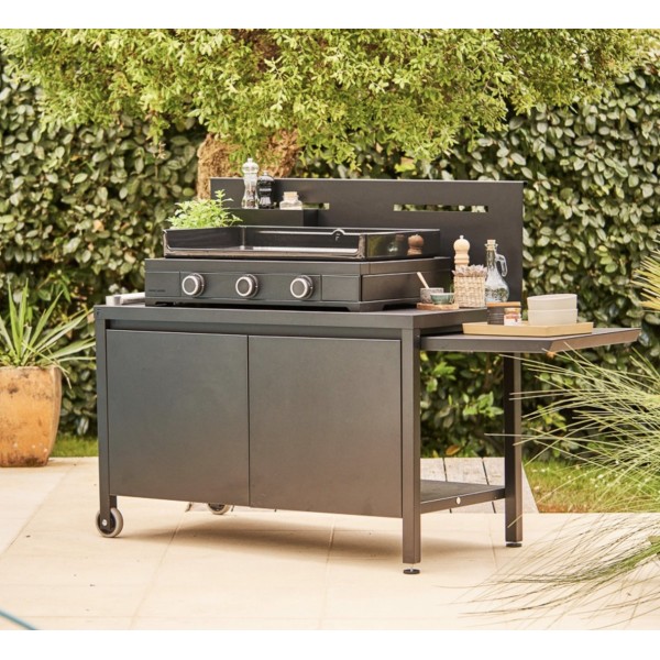 Mesa de Acero Negro con Ruedas Forge Adour