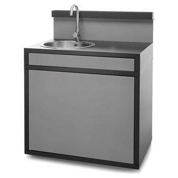 Mesa Acero Cerrada con Fregadero Negro y Gris