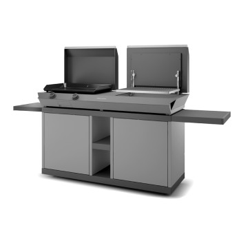 Mesa Rodante Acero Cerrada Negro y Gris Combi