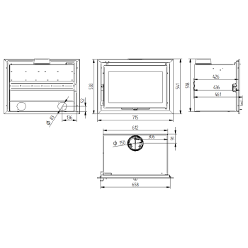 Insertable de leña IT-170 F 2