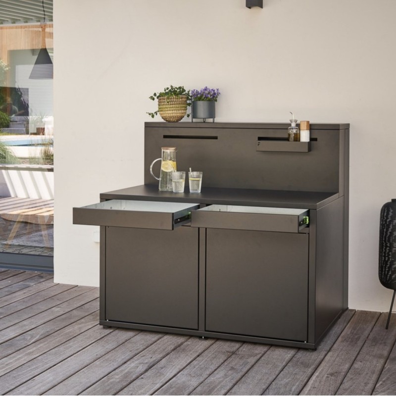 Módulo Cocina Zona Barra Cerrada Acero Negro